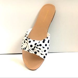 Polka Dot Sandals White - Fabric Knotted Mules
